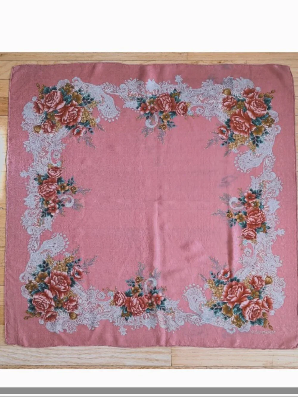 YSL floral silk scarf absolutely gorgeous large 34''